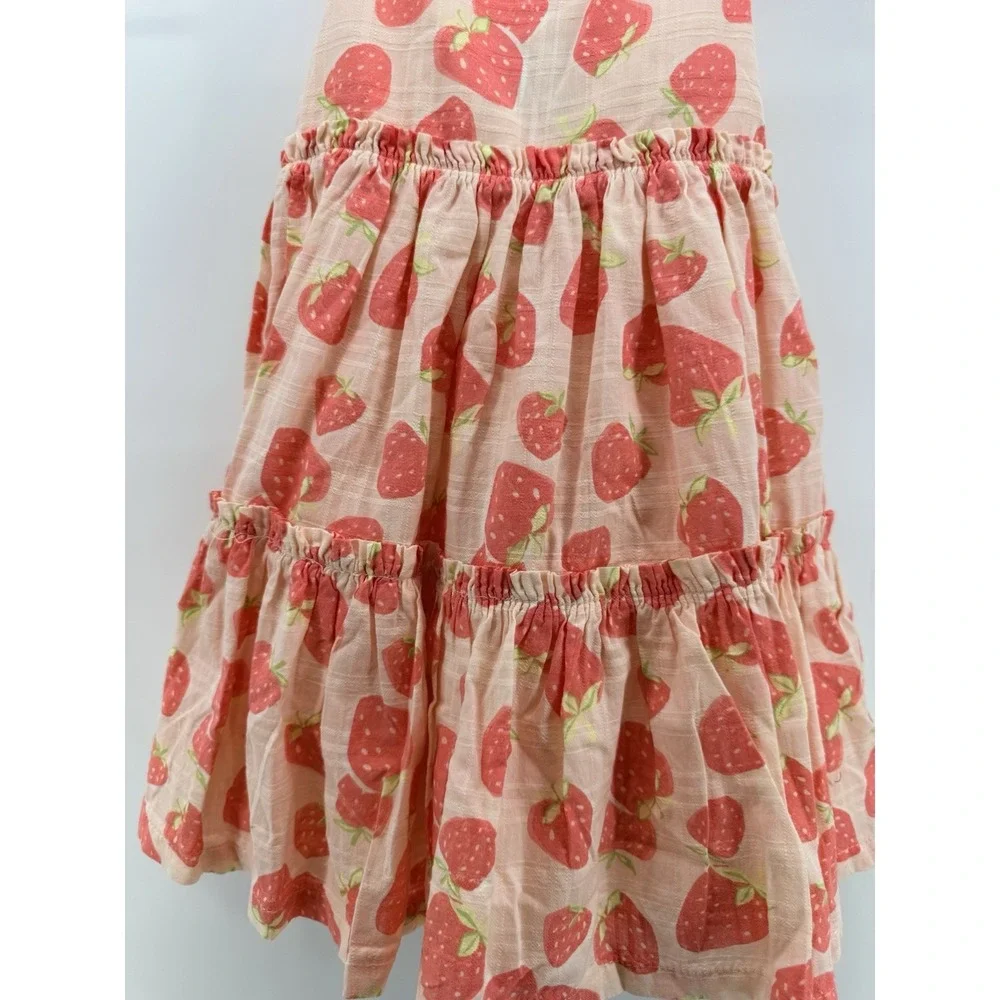 Cynthia Rowley Girls Sun Dress Peach Strawberries Cotton‎ Cottagecore 3T
